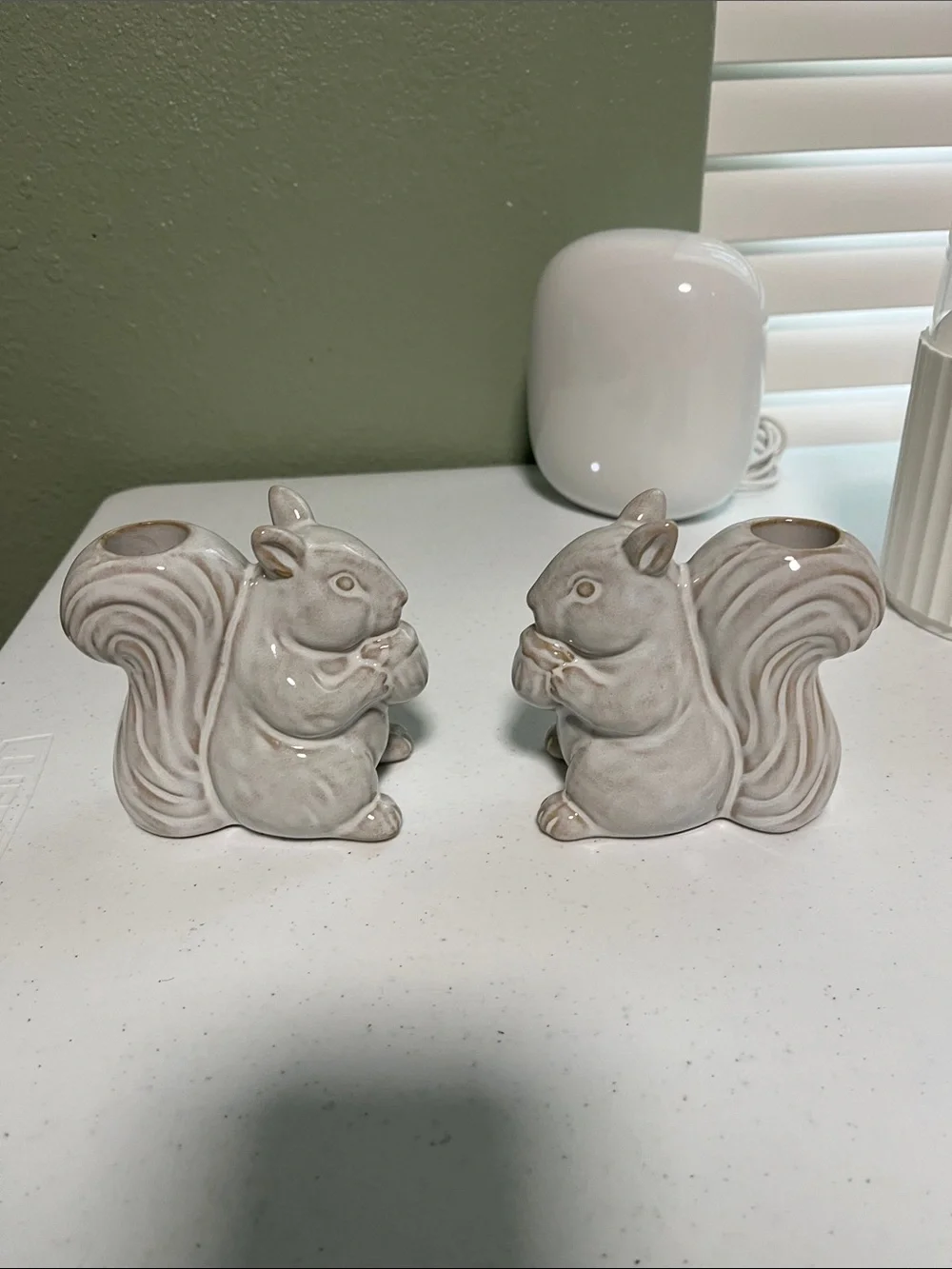 Target Ceramic Beige Squirrel Candle Holders - Pair